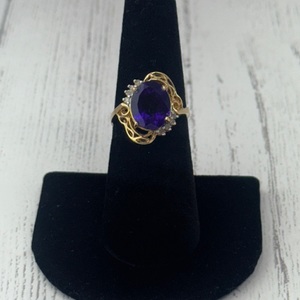  10kt Gold, Diamond and Purple Amethyst Ring