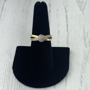  10kt Gold, Halo Split Shank Diamond Ring