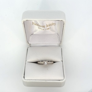 14kt White Gold Ring with Natural Princess Cut Diamond 