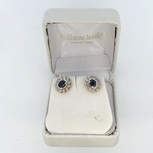 14kt Yellow Gold Earrings with Sapphire & Diamond 