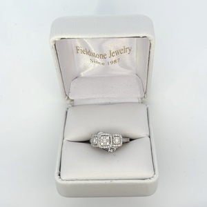 10kt White Gold Natural Square Diamond Ring 