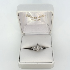 10kt White Gold Natural Pear Shape Diamond Ring