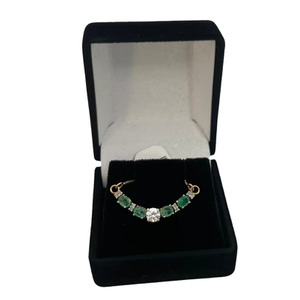  14kt Yellow Gold Necklace Emeralds and Diamonds: 
