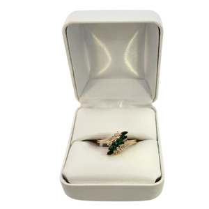  14kt Yellow Gold Ring with Emeralds and Diamonds 