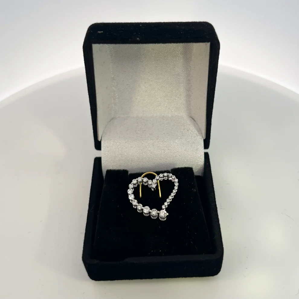  14kt White Gold Diamond Heart Charm 