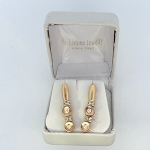  14kt Yellow Gold Natural Diamond Earrings