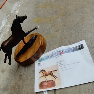 ESPIRIT -  Running Horse Bronze On Wood Base By Eric Thorsen Of Bigfork 