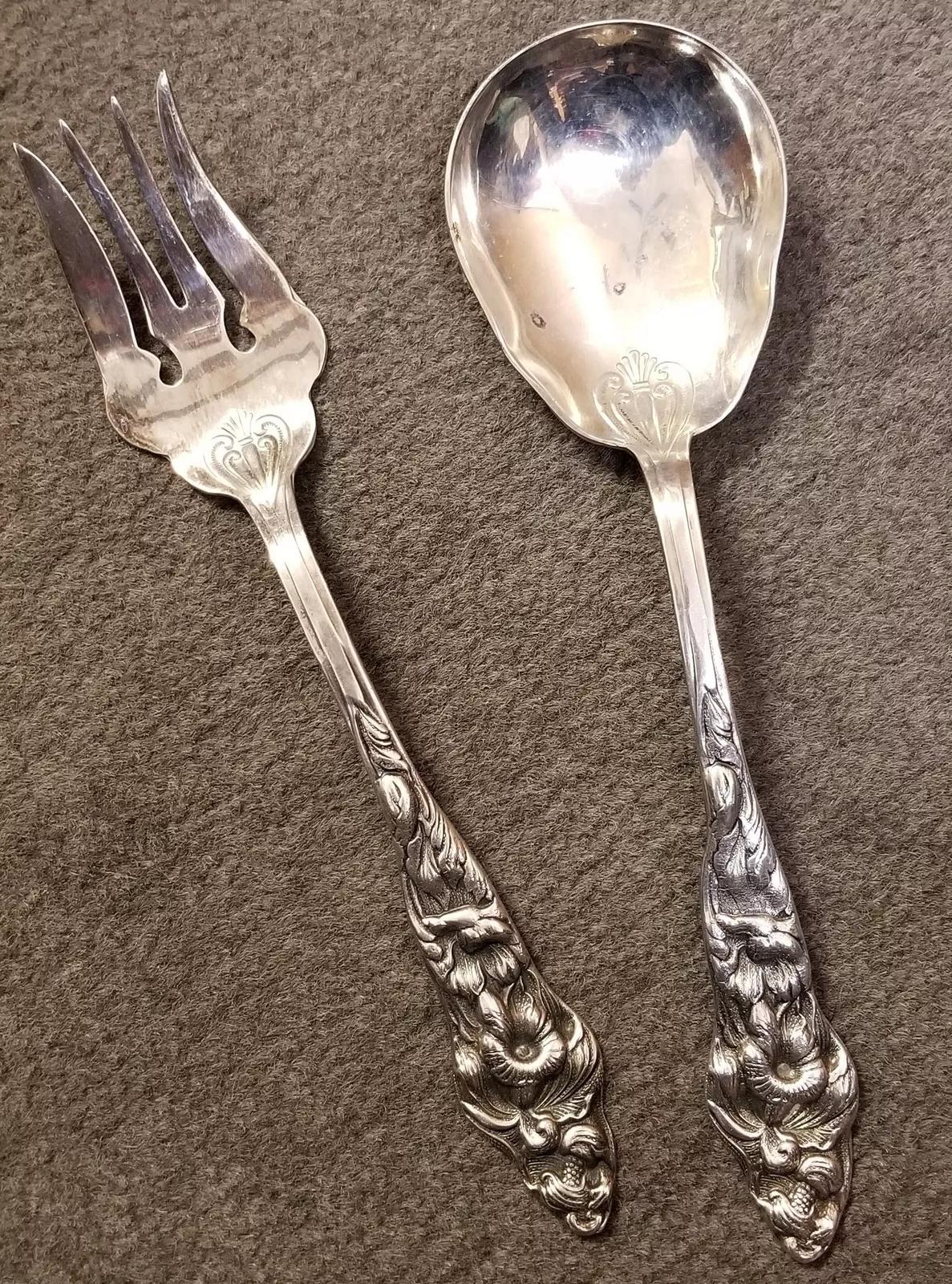 WA Silverplate Italy William Adams Towle Morning Glory Serving Fork & Spoon