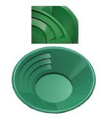 14" Green Gold Pan, Plastic Body, Dual Riffles 