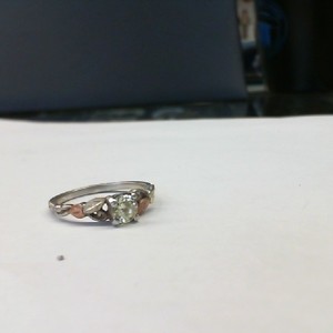 Black Hills Silver Ring with Gold/Yellow Stone, Size 7.75