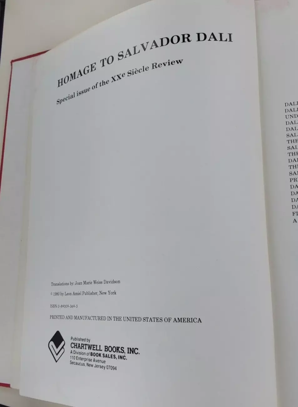 "Homage To Salvador Dali" Hardcover Book 1980 printing, cover damaged .