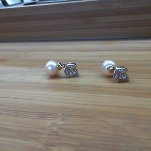 14K Yellow Gold Pearl & Diamond Earrings