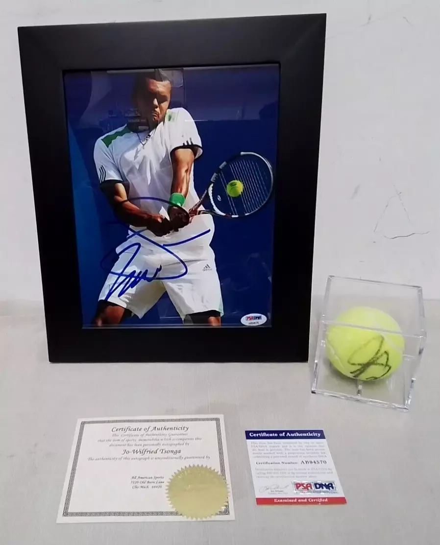 Jo-Wilfried Tsonga Tennis Signed Auto 8x10 PHOTO And BALL PSA/DNA COA
