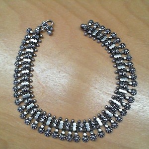 Traditional Indian Design Sterling Silver Anklet, .80, 47.6gr, 10" Long 7/8" W