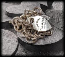 Tiffany & Co Link Bracelet w/ Heart Charm