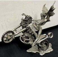 FRANKLIN MINT PASSION BURNS PEWTER MOTORBIKE STATUE