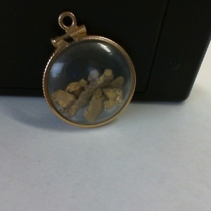 Natural Placer Gold Nuggets 20-21k Set into 10k Pendant - Weighs 2.5gr total