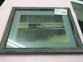 Original Painting -  Allen Jimmerson Moose In Water - Framed 9" x 11"