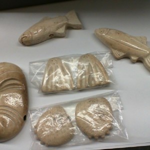 Alaska Carved Bone/Ivory Carving - Fish, Bearpaw, Fins, Fish or Spirit Carving