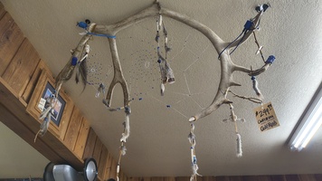 Large Native Beaded Caribou Antler Dream Catcher 