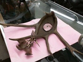 Antler Dream Catcher with Feathers and Braided Leather