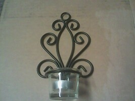 Black Wrought Iron Sconce With Votive Candle Holder