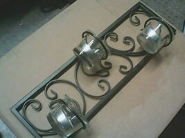Rectangular Wroght Iron Wall Sconce With Votive