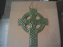 Ceramic Celtic Cross Wall Hanging - Green