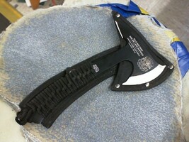 Sparta Pewter Marine Recruiter Black hatchet/tomahawk with head cover 