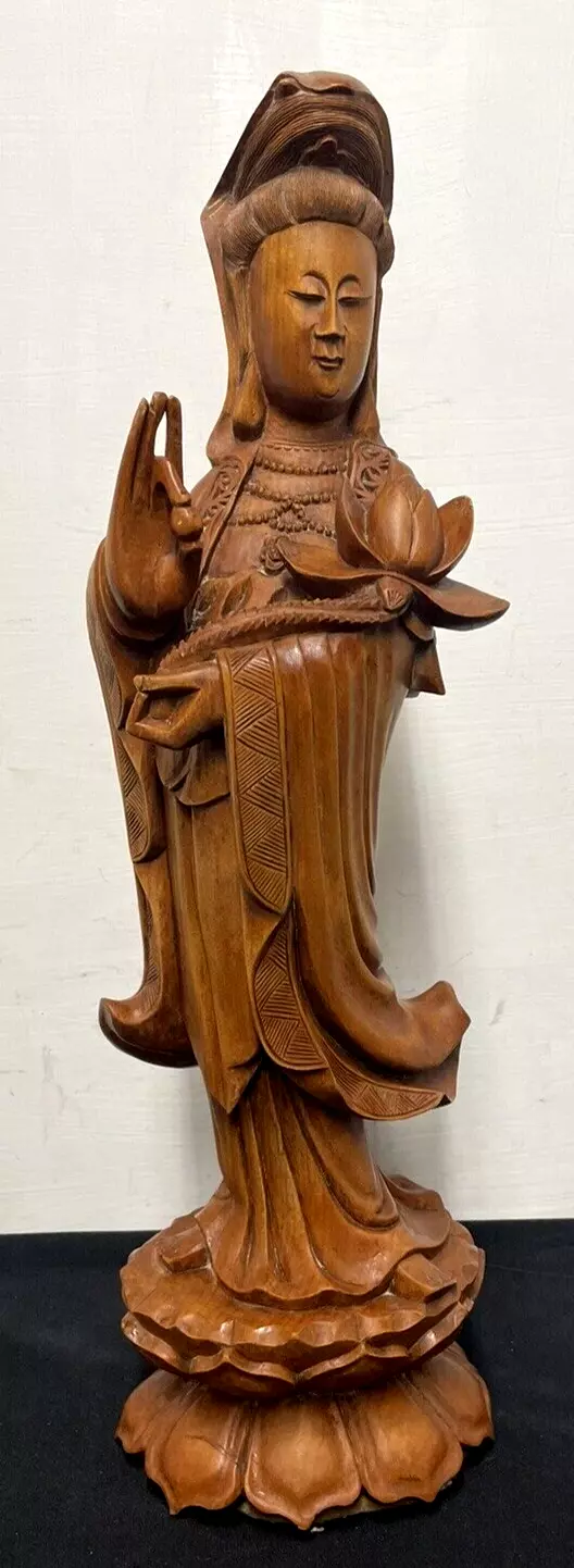 Teak wood statue of Kwan Yin