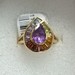 14k Gold Amethyst Ring Surrounded by Rainbow Colored Stones