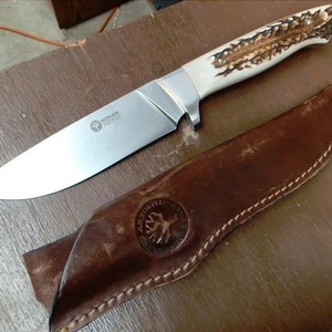 Bker Arbolito Stag Fixed Blade KNIFE IN LEATHER SHEATH