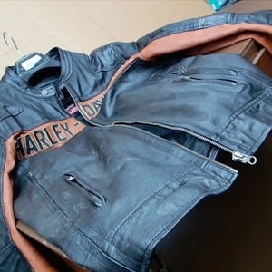Real Leather Harley Davidson Leather Jacket - Embroidered - Large