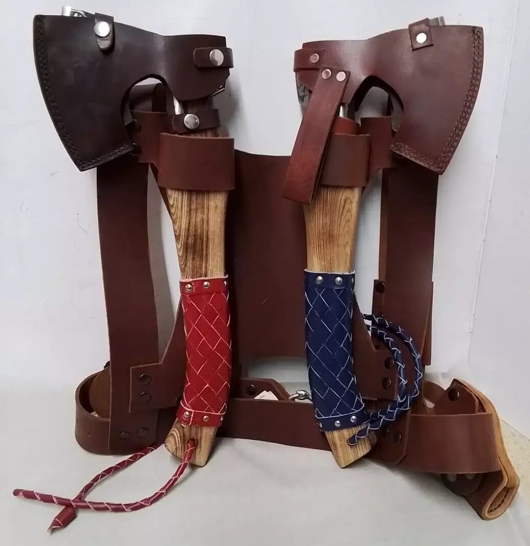 OREGON FORGE WORKS HATCHET X2 WITH LEATHER HOLSTERS AND BELT