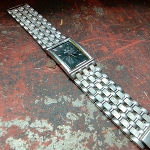 Men's Bulova Rectangular Diamond Accent Stainless Steel Black Dial Watch - PARTS