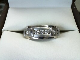 WHITE Gold And Diamond Ring, 10kt, 8.20 Grams; 7 - 0.08 Ct Dia Ring .50TCW