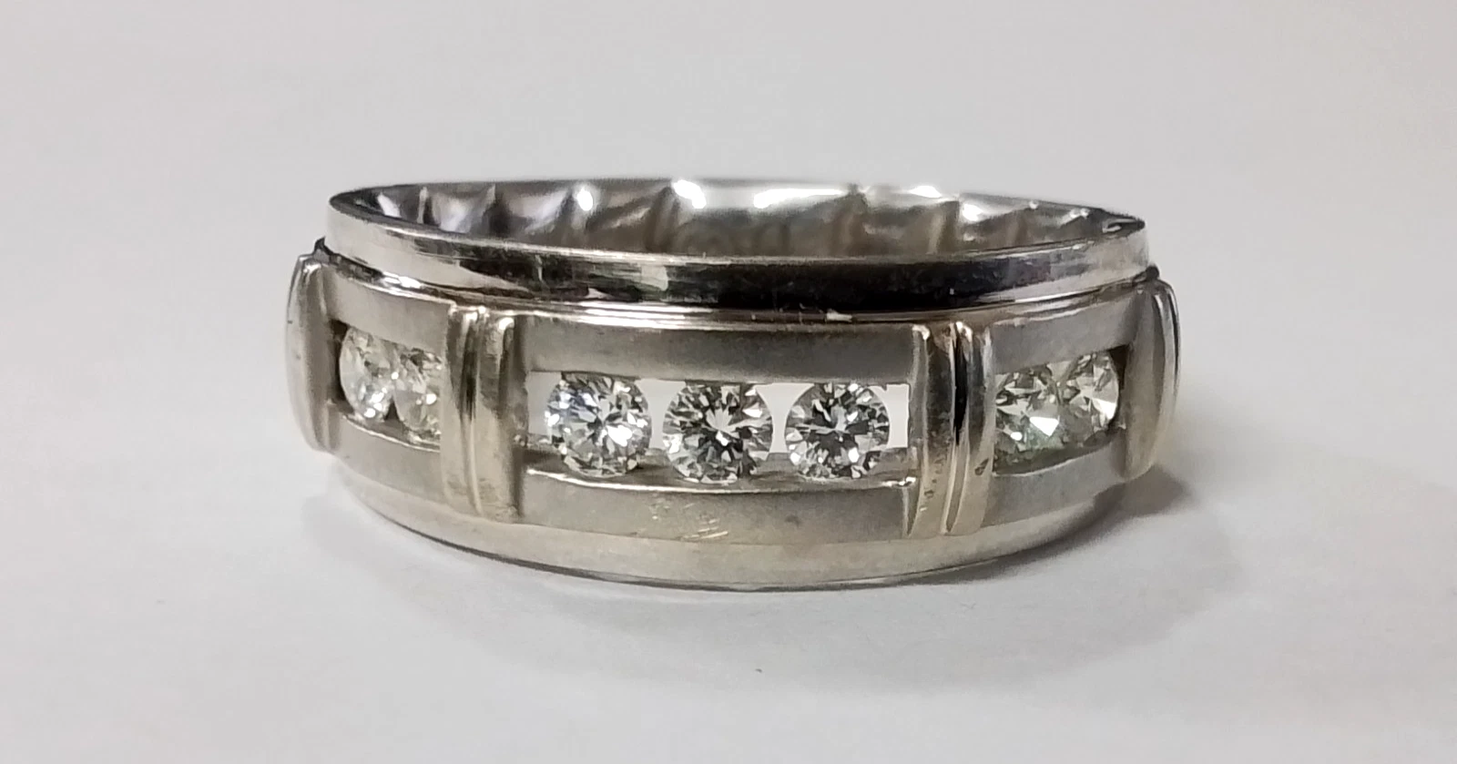 Genuine MFit 10k White Gold Wedding Band 1/2 TCW Diamond Ring 5.8mm Size 9.25