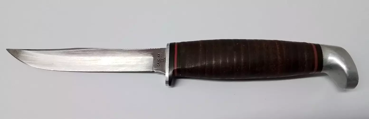 Vintage 1981 Case XX SS 3 Finn SSP USA Fixed Blade Knife Leather Handle w/Sheath