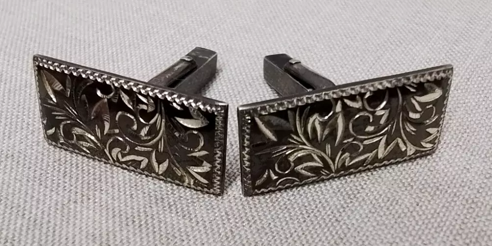 Sterling Silver Cufflinks Diamond Cut Silver 925 8.40g
