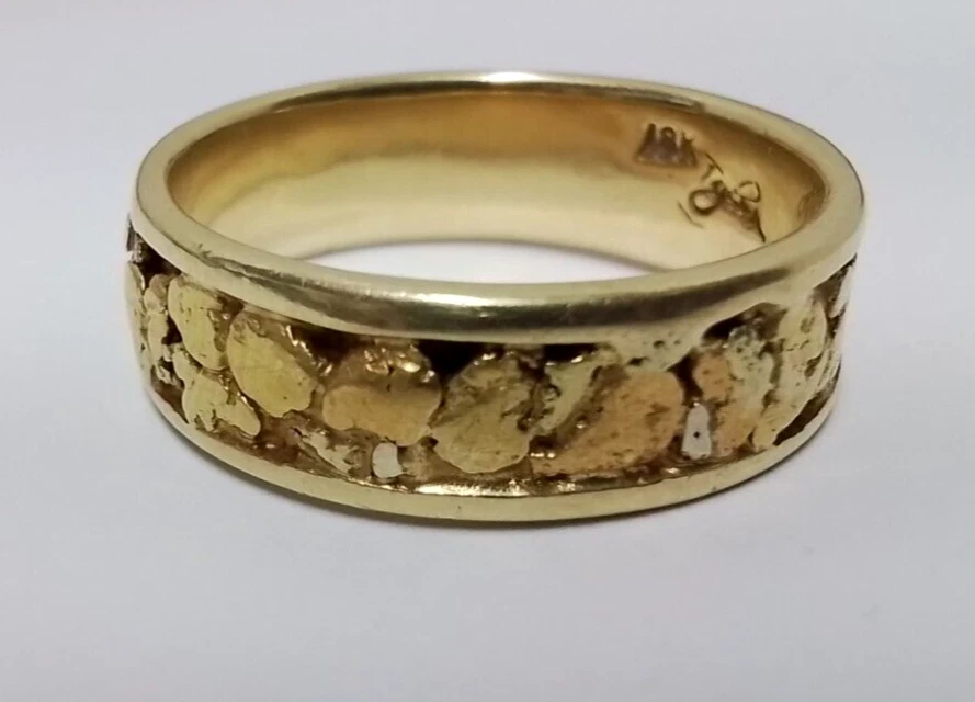 Gold 18K Nugget Inlay Ring 12.3 Grams Taylor Brand