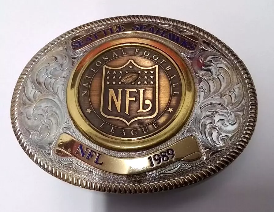 Seattle Seahawks NFL Buckle Member Club 1989 Original Case Montana Silversmiths