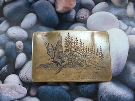 Vintage Kalamazoo Eagle Brass Belt Buckle