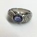 14kt White Gold Ring w/ .75ct Alexandrite (?) Oval Stone Encrusted w/ Diamonds 