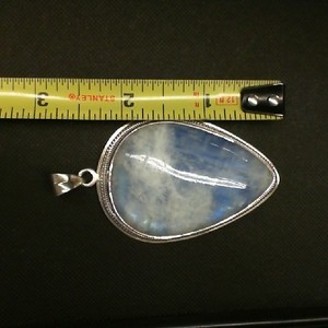   LARGE TEARDROP MOONSTONE PENDANT ON HEAVY SILVER CHAIN