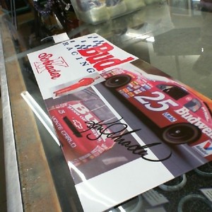 BUD RACING K SCHRADER SIGNED METAL SIGN