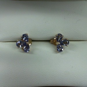 . .14K YELLOW GOLD 3EA  IOLITE EARRING POST