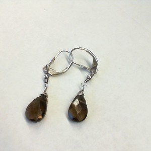  Sterling Silver 0.925% 2.20gms Dangling Smokey Quartz Earrings