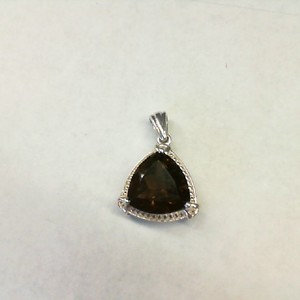  Sterling Silver 0.999% 2.00gms Trillion Cut Smokey Quartz Pendant