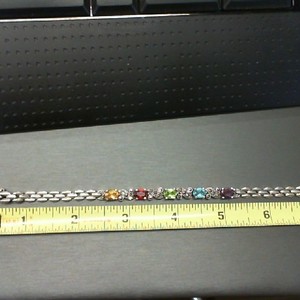  STERLING SILVER BRACELET WITH 5 SEMI PRECIOUS STONES AND MARCASITE STONES