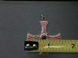  Sterling Silver St. Cuthbert Cross with Garnet - Gallery Byzantium